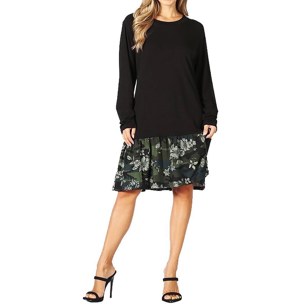 Funfash Women Plus Size Black Green Camo Dress USA